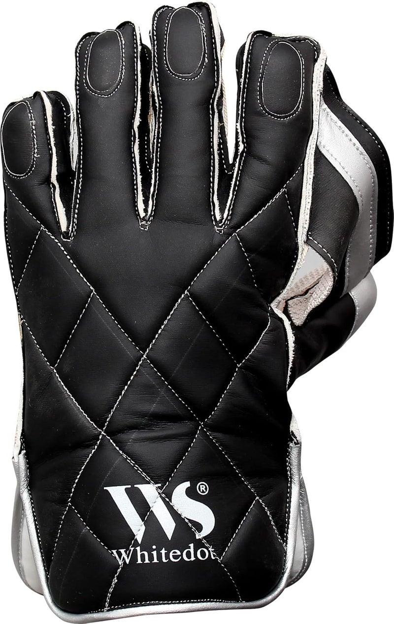 WHITEDOT SPORTS Whitedot Albatross Wicket Keeping Gloves Regular Club Inner Gloves Suitable for Mens Large (Men, White, Black) Material : Leather - Image 2