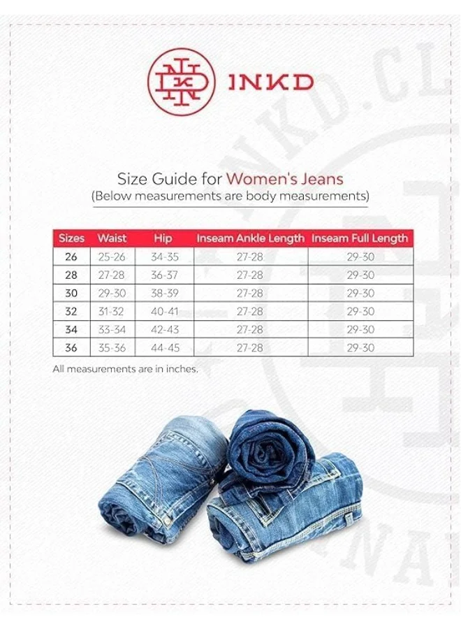 inkd Denim drama Women's Slim Fit Jeans - Mid-Rise | Cotton Blend | Stretchable | Classic 5 Pocket Styling | Jeans for Women for Women | Best Price UAE