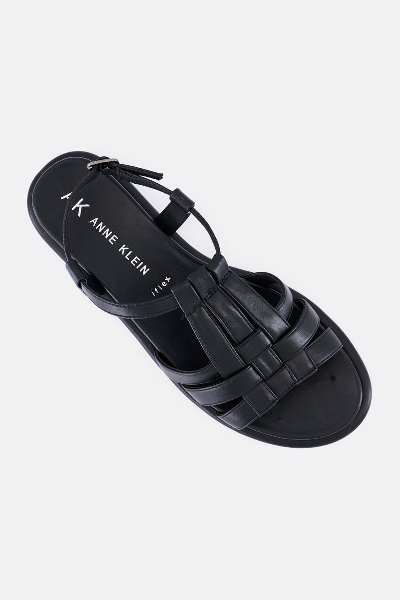 ANNE KLEIN Women Medium Akewood Adjustable Buckle Sandals, Black - Image 4