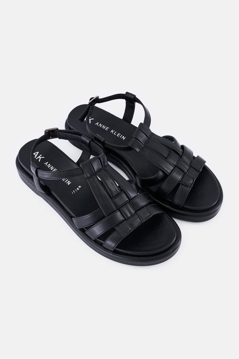 ANNE KLEIN Women Medium Akewood Adjustable Buckle Sandals, Black - Image 2