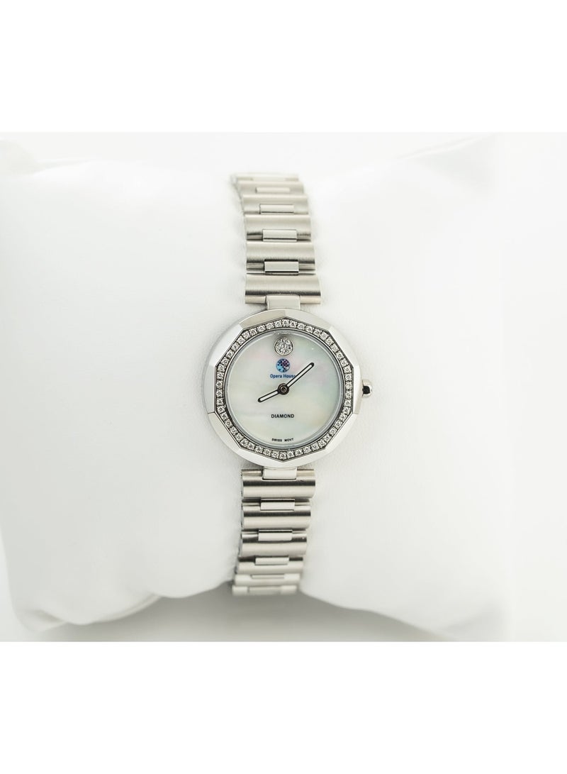 Opera House 50 Natural Diamonds (1.0–1.05mm SI2 GH) Dial Analog Watch, 42mm Silver Stainless Steel Case & Band, Crystal Glass, Quartz Movement, 3ATM Water Resistant - Image 1