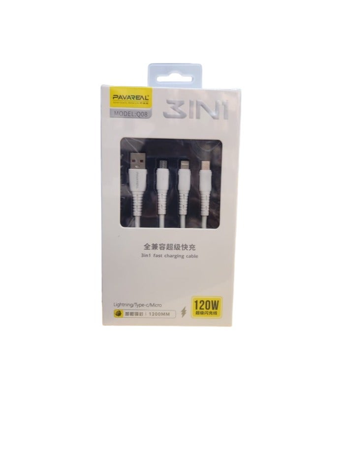 بافا ريل بافاريال 3 في 1 كابل شحن سريع Q08 - Image 2