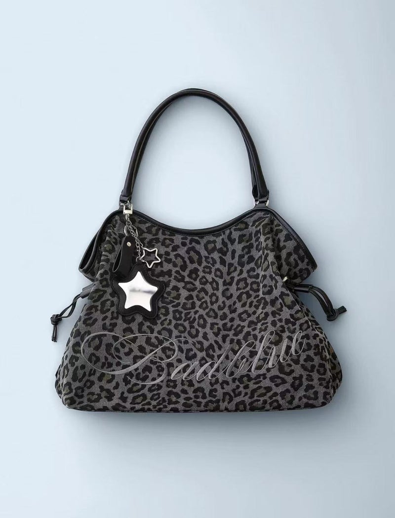 Badblue Leopard Star Dot Shoulder Tote Bag - Image 3