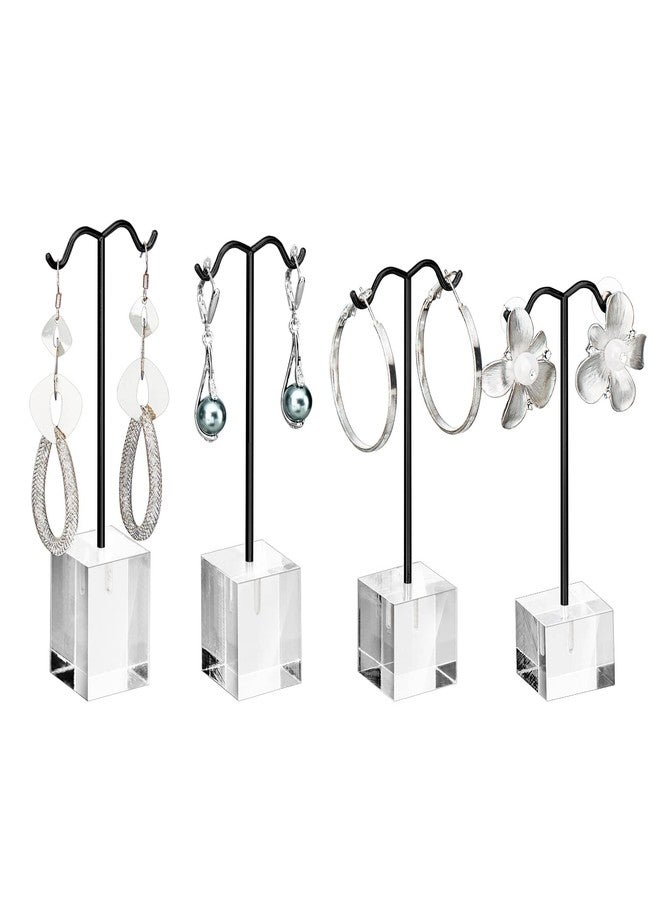 MOOCA Enhance Your Jewelry Presentation with the 4 Pcs Set Acrylic Earring Display Stand - Perfect Showcase for Earrings, Countertop T Stand, and Stylish Jewelry Display, Black Color - Image 1