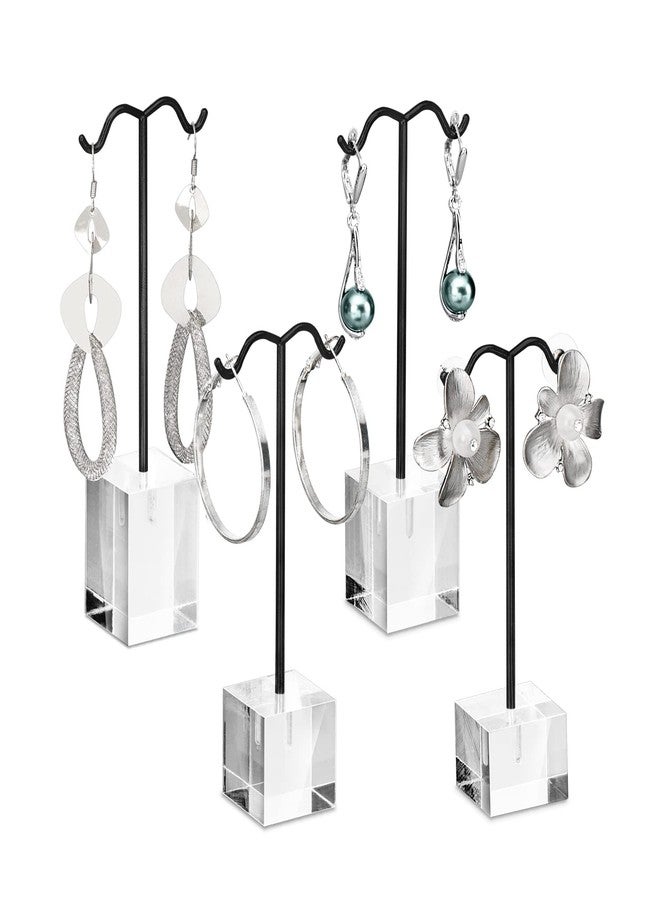MOOCA Enhance Your Jewelry Presentation with the 4 Pcs Set Acrylic Earring Display Stand - Perfect Showcase for Earrings, Countertop T Stand, and Stylish Jewelry Display, Black Color - Image 3