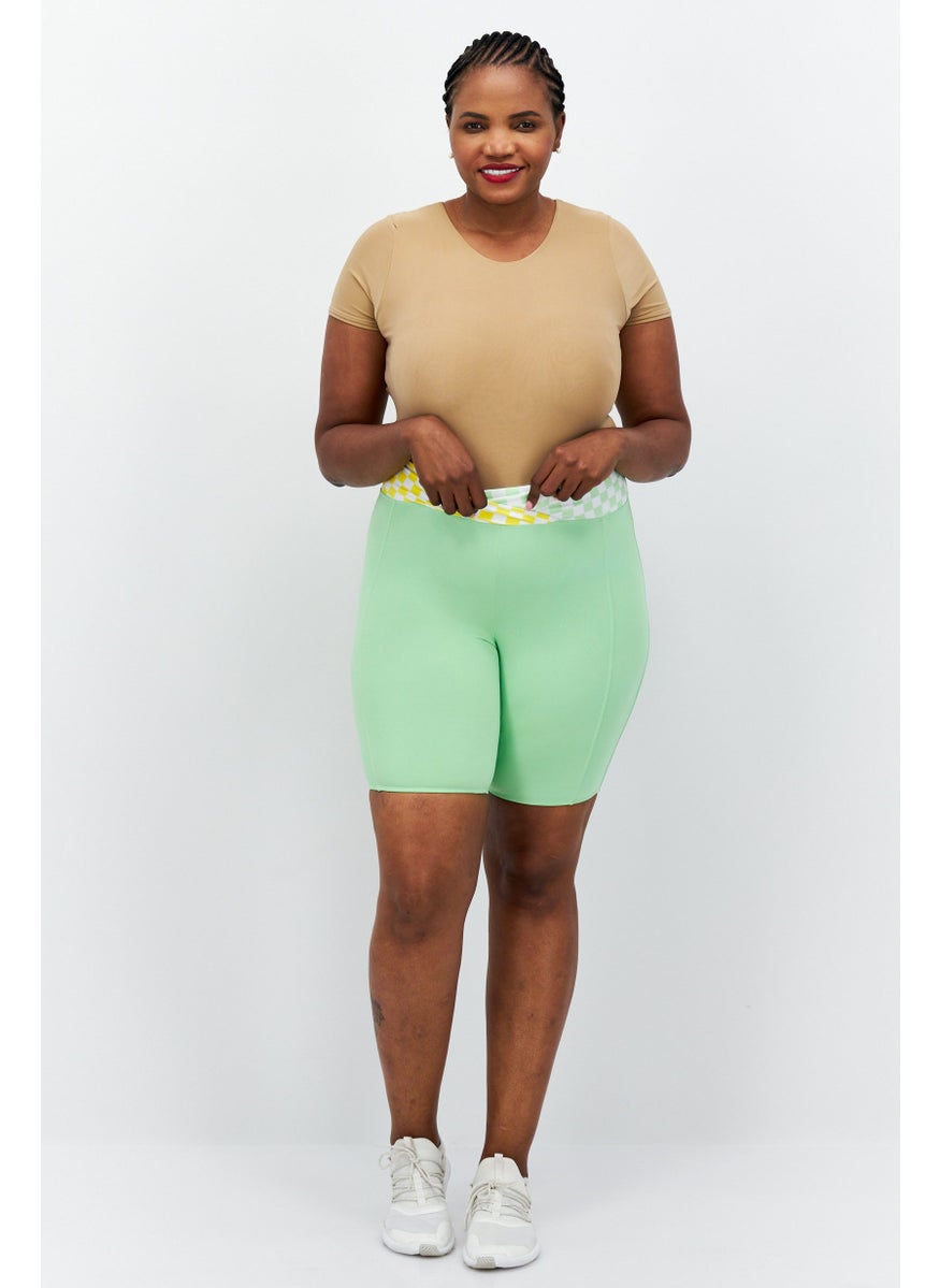 Women Plus Size Two Tone Basic Shorts, Green - pzsku/Z3D45B52064A32E004091Z/45/_/1724351086/e48b913b-cc71-4d35-a3d6-a4b067469c80