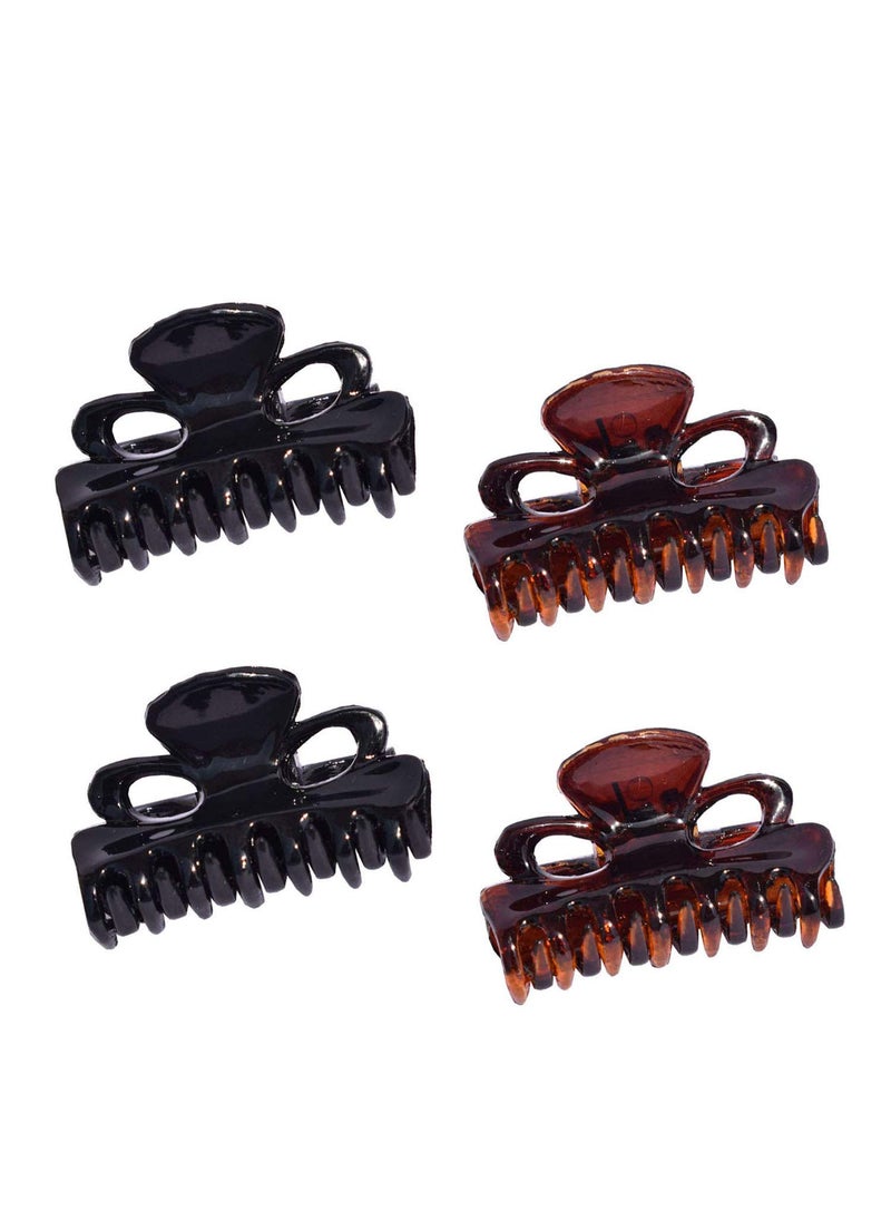 Parcelona - Parcelona French Petite Very Small 1" Celluloid No Slip Grip French Jaw Hair Claw Clips Durable Styling Women Hair Accessories Strong Hold Girls Hair Clips, Made in France (Brown and Black) - Image 1