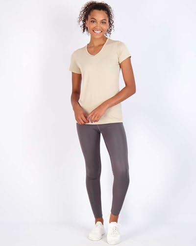 REALESSENTIALS Real Essentials 5 Pack: Women's Dry Fit Short Sleeve V Neck Workout Top - Fitness Pilates Gym Athletic Yoga T-Shirt (Plus Available), Set 12, M - Image 5