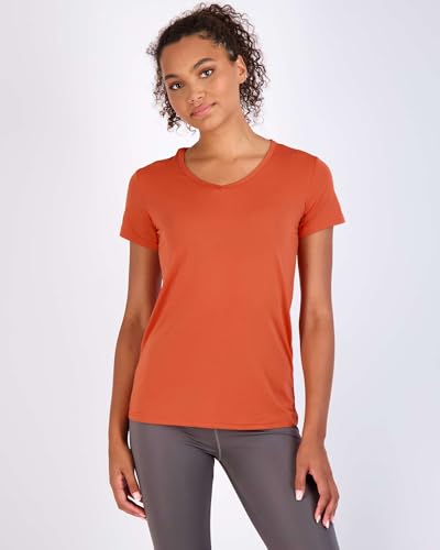 REALESSENTIALS Real Essentials 5 Pack: Women's Dry Fit Short Sleeve V Neck Workout Top - Fitness Pilates Gym Athletic Yoga T-Shirt (Plus Available), Set 12, M - Image 2