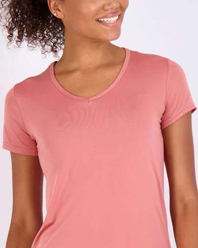 REALESSENTIALS Real Essentials 5 Pack: Women's Dry Fit Short Sleeve V Neck Workout Top - Fitness Pilates Gym Athletic Yoga T-Shirt (Plus Available), Set 12, M - Image 3