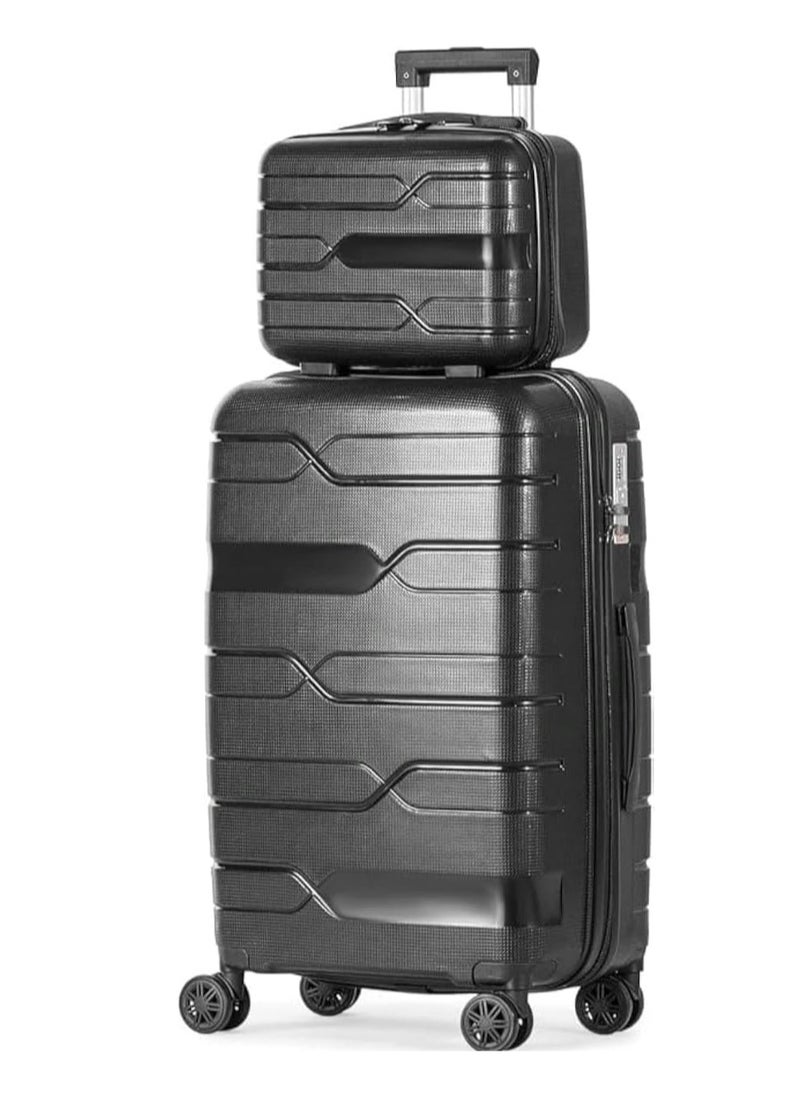 Polycarbonate Cabin Luggage Set with 8 Spinner Wheels and TSA Lock 2 Pieces - Black - pzsku/Z3D45D7F601473CDC0A6DZ/45/_/1740485220/fe018516-e7b7-4186-8b1d-82c504418155