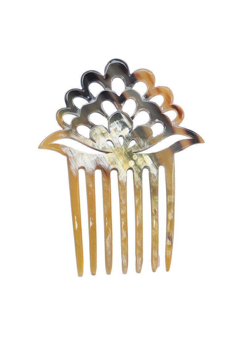 Marycrafts Marycrafts Lotus Flower Buffalo Horn 7 Prongs Hair Fork, Hair Side Comb, Hair Pin, Hair Accessory 