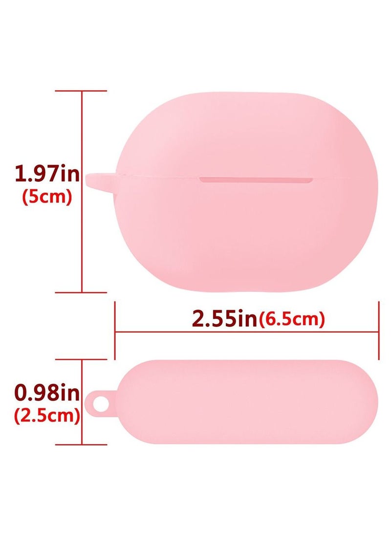 Generic - Huawei Freebuds Pro Protective Case Soft Silicone Cover with Carabiner Keychain Light Pink - Image 1