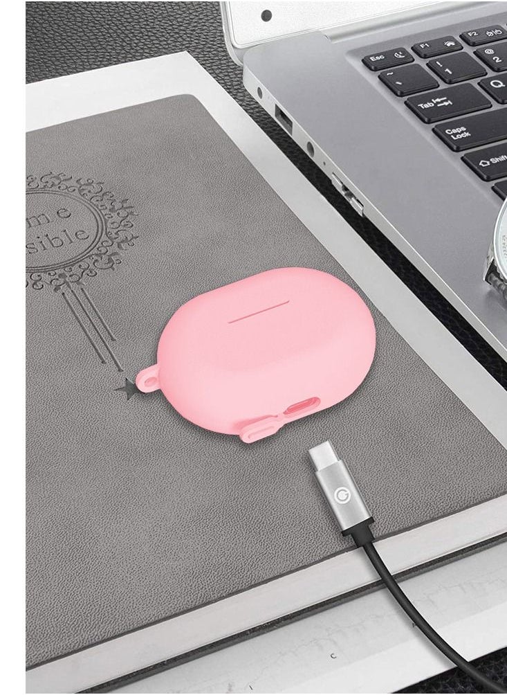 Generic - Huawei Freebuds Pro Protective Case Soft Silicone Cover with Carabiner Keychain Light Pink - Image 1