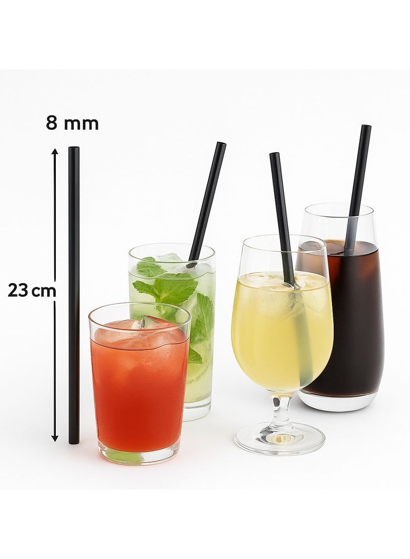 WIN PACK Black Plastic Drinking Straws – 8mm × 23cm – For Bubble Tea & Juices – 250 Pieces  - Image 2