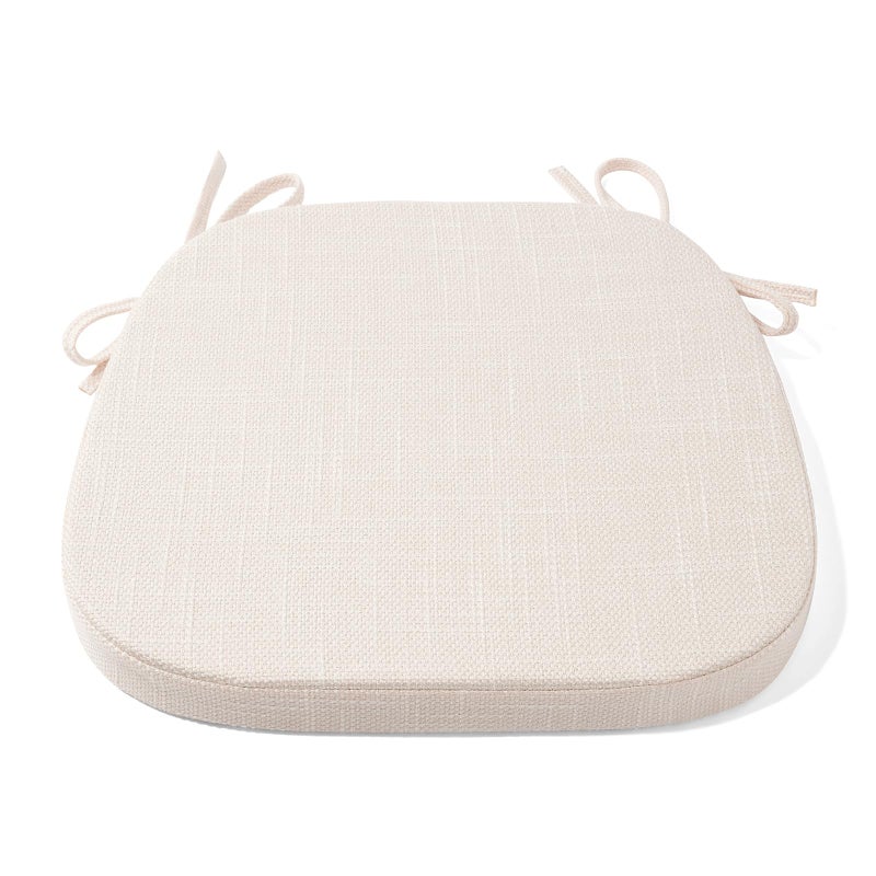 Tromlycs U Shaped Kitchen Chair Seat Cushion Pad for Dining Room Chairs with Ties 15x16 inches White Beige - Image 1