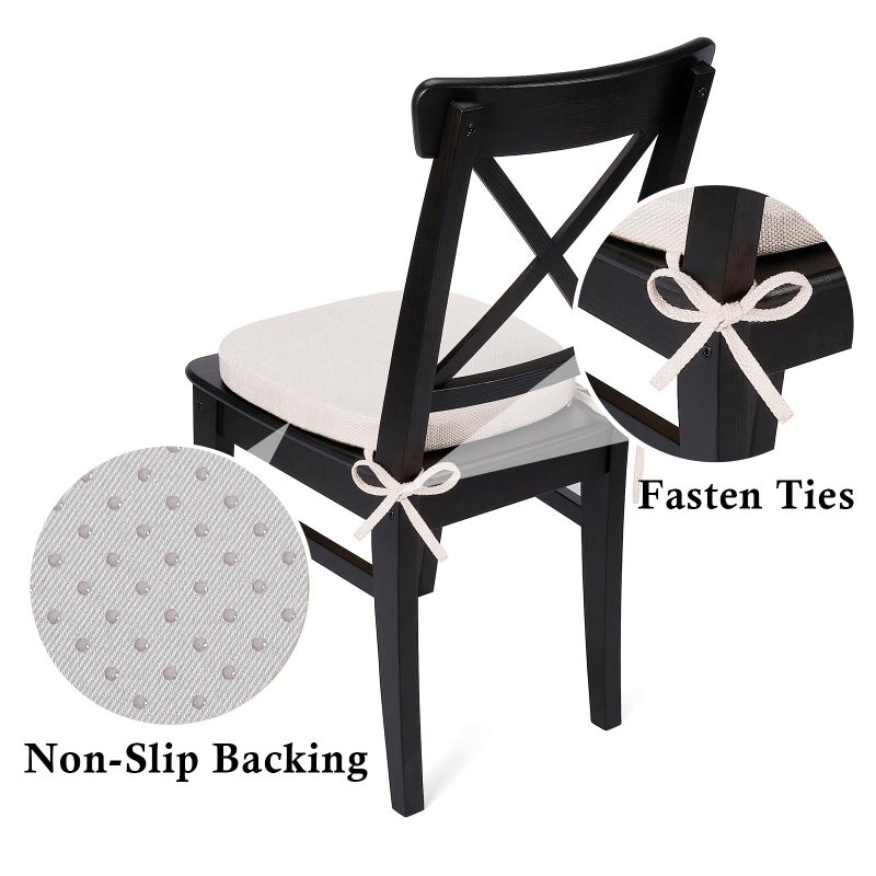 Tromlycs U Shaped Kitchen Chair Seat Cushion Pad for Dining Room Chairs with Ties 15x16 inches White Beige - Image 5