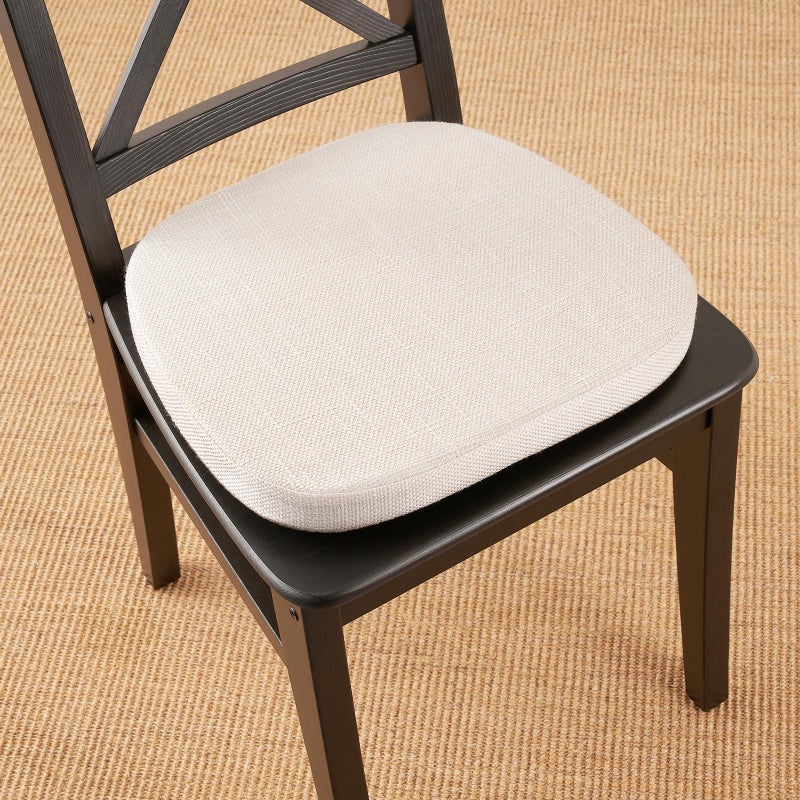 Tromlycs U Shaped Kitchen Chair Seat Cushion Pad for Dining Room Chairs with Ties 15x16 inches White Beige - Image 2