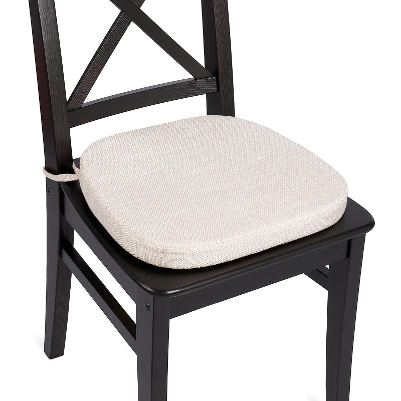 Tromlycs U Shaped Kitchen Chair Seat Cushion Pad for Dining Room Chairs with Ties 15x16 inches White Beige - Image 4