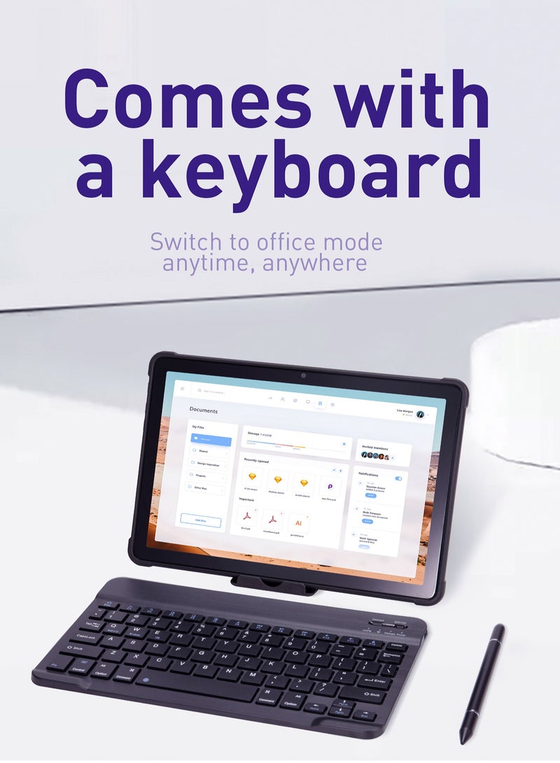 أوميو جهاز تابلت ذكي S25 Ultra بشاشة 10.1 بوصة عالية الدقة، مع لوحة مفاتيح/حافظة وحقيبة EWB، ذاكرة 16 جيجابايت رام و1 تيرابايت روم، شريحتين اتصال، شبكة 5G، نظام أندرويد مع واي فاي وGPS، تابلت نحيف للأطفال – وردي - Image 2