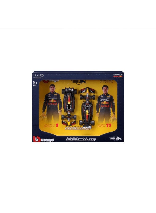 Bburago مجموعة سيارات بيبراغو ريسينغ F1 2024 ريد بول ريسينغ RB20 #1 ماكس فيرستابن و #11 سيرجيو بيريز المصنوعة من الصب 2-باك (1:43) - Image 1