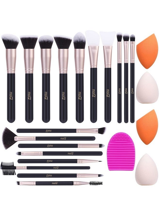 MSQ Makeup Brushes 18Pcs Makeup Brushes Set With 4Pcs Makeup Sponge And 1 Brush Cleaner Premium Synthetic Foundation Brushes Blending Face Powder Eye Shadows Make Up Brushes Tool  - Image 1