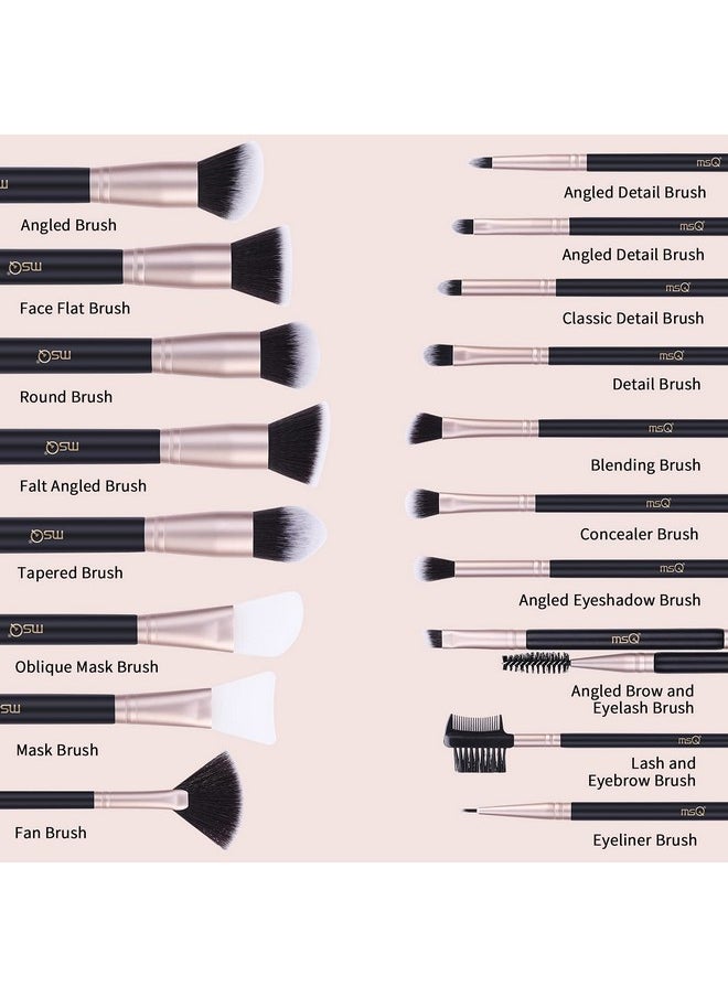 MSQ Makeup Brushes 18Pcs Makeup Brushes Set With 4Pcs Makeup Sponge And 1 Brush Cleaner Premium Synthetic Foundation Brushes Blending Face Powder Eye Shadows Make Up Brushes Tool  - Image 2