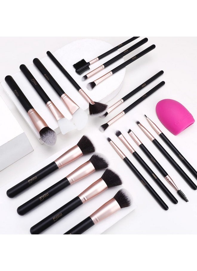 MSQ Makeup Brushes 18Pcs Makeup Brushes Set With 4Pcs Makeup Sponge And 1 Brush Cleaner Premium Synthetic Foundation Brushes Blending Face Powder Eye Shadows Make Up Brushes Tool  - Image 3