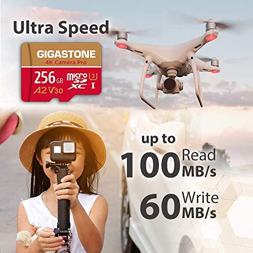 Gigastone [5-Years Data Recovery] Gigastone 256GB Micro SD Card, 4K Camera Pro, A2 V30 for Smartphone, Gopro, Action Cams, 4K UHD Video, Nintendo-Switch Compatible, Up to 100MB/s, UHS-I U3 C10 with Adapter - Image 2