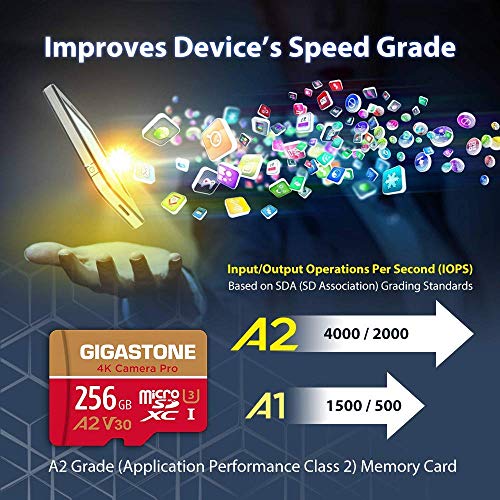 Gigastone [5-Years Data Recovery] Gigastone 256GB Micro SD Card, 4K Camera Pro, A2 V30 for Smartphone, Gopro, Action Cams, 4K UHD Video, Nintendo-Switch Compatible, Up to 100MB/s, UHS-I U3 C10 with Adapter - Image 5
