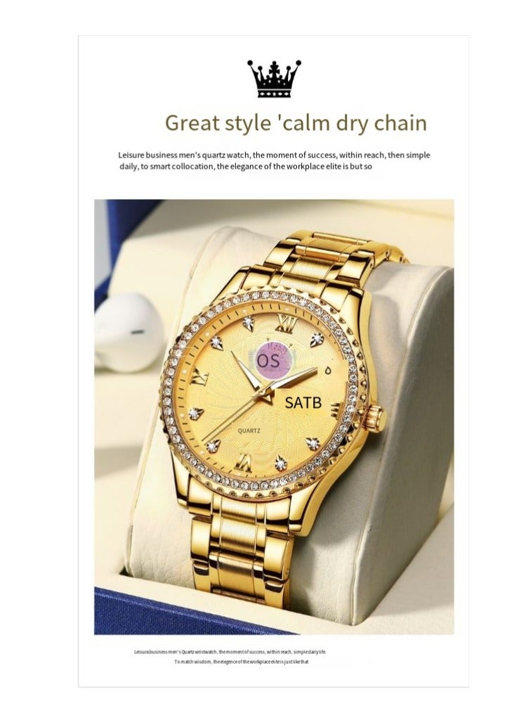 أوليفز ساعة يد كوارتز رجالية من  مع سوار من الفولاذ المقاوم للصدأ، ساعات كلاسيكية مقاومة للماء، ساعة يد فاخرة من الألماس ونافذة التاريخ - Image 4