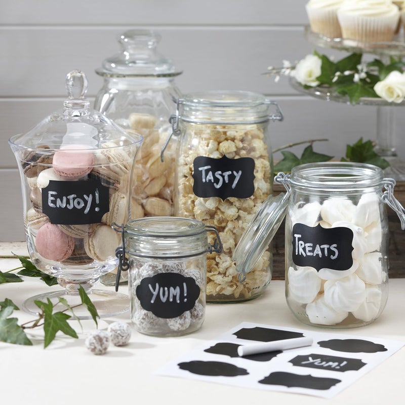 Ginger Ray Chalk Board Reusable Sticker Labels Wedding Decoration, 12 Pack Wide range expanded design - Image 2