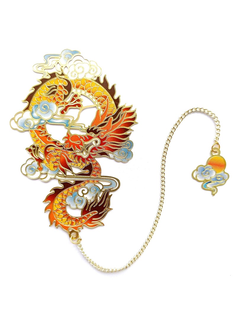 Zikra Chinese Style Brass Bookmark, Chinese Dragon Classical Mythological Mountain and Sea Sutra Series Creative Cultural Bookmark Metal Bookmarks Appreciation Mother's Day Gifts for Teachers Students Reade - Image 1