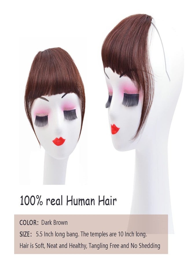YTBYT Hair Clip in Bangs Human Hair Bangs Hairpieces for Women Fringe Neat Faker Bangs with Temples Hairpieces for Party and Daily Wear（French Bangs,Dark Brown） - Image 5
