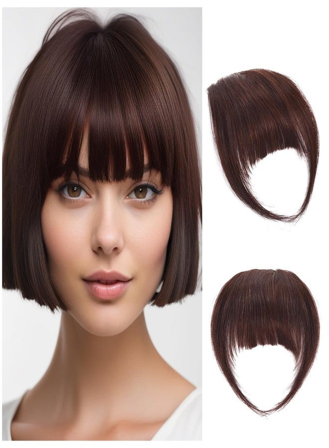 YTBYT Hair Clip in Bangs Human Hair Bangs Hairpieces for Women Fringe Neat Faker Bangs with Temples Hairpieces for Party and Daily Wear（French Bangs,Dark Brown） - Image 1