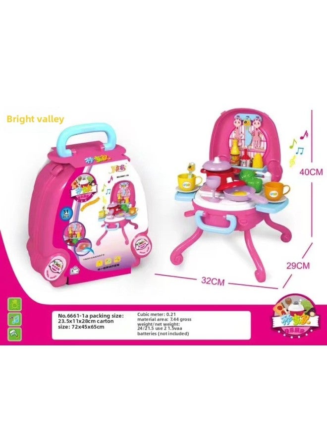 عربة تخزين للأطفال من مون فالي ستيك هوم، موقد خبز، صوت وضوء للشواء، آيس كريم، عربة أطفال 6605-1-اللون: 6661-1A مطبخ - Image 1