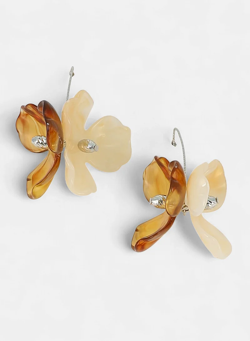 SOHI SOHI Women The Iris Drop Earrings | Coffee Brown & Metallic  Colour | One-Size | Metallic Acrylic & Alloy Material | Wire Hook Closure | Earrings For Casual & Evening Wear