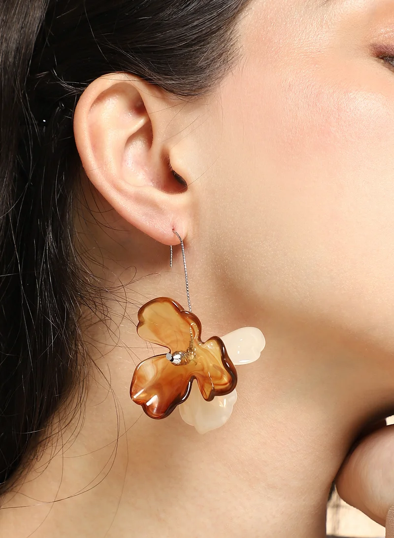 SOHI SOHI Women The Iris Drop Earrings | Coffee Brown & Metallic  Colour | One-Size | Metallic Acrylic & Alloy Material | Wire Hook Closure | Earrings For Casual & Evening Wear