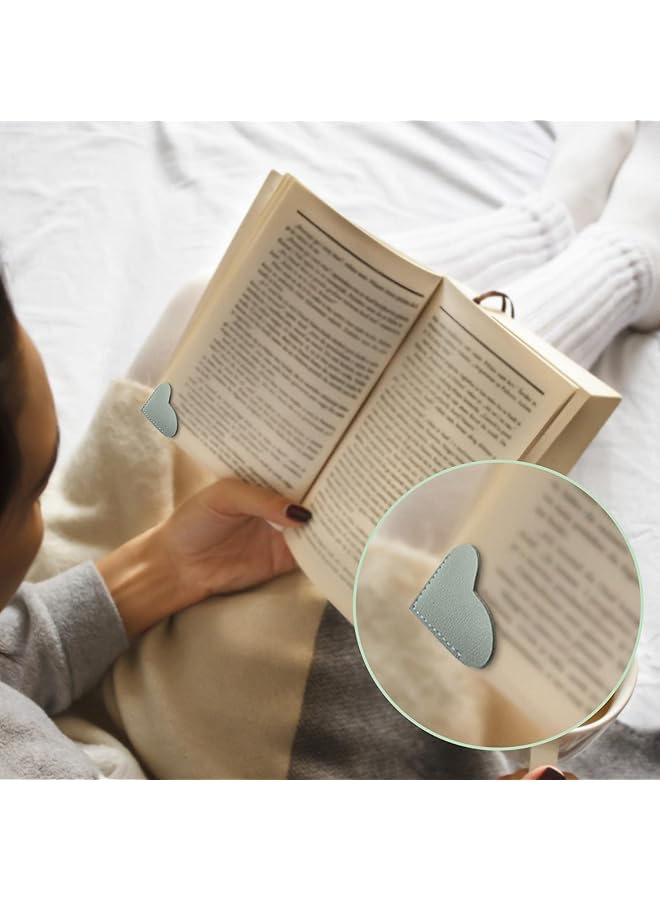 erorex Leather Heart Bookmarks Corner Page Book Marks Handmade Bookmarks Reading Gifts Book Accessories For Women Kids Handmade Reading Gifts 6Pcs - Image 3