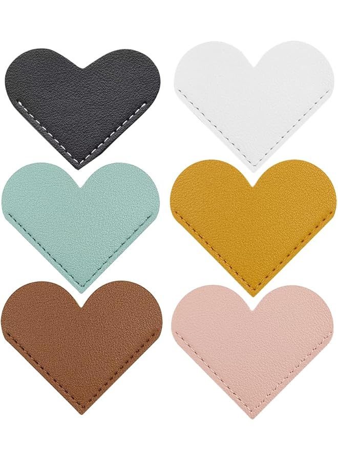 erorex Leather Heart Bookmarks Corner Page Book Marks Handmade Bookmarks Reading Gifts Book Accessories For Women Kids Handmade Reading Gifts 6Pcs - Image 1