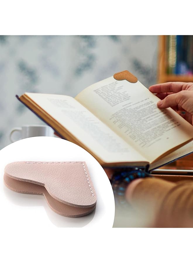 erorex Leather Heart Bookmarks Corner Page Book Marks Handmade Bookmarks Reading Gifts Book Accessories For Women Kids Handmade Reading Gifts 6Pcs - Image 2