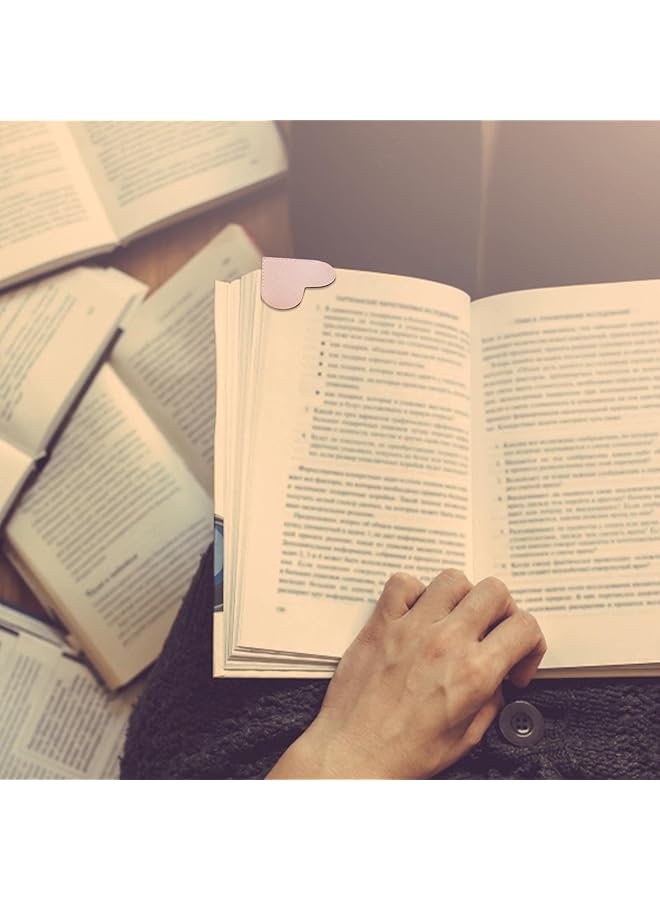 erorex Leather Heart Bookmarks Corner Page Book Marks Handmade Bookmarks Reading Gifts Book Accessories For Women Kids Handmade Reading Gifts 6Pcs - Image 5