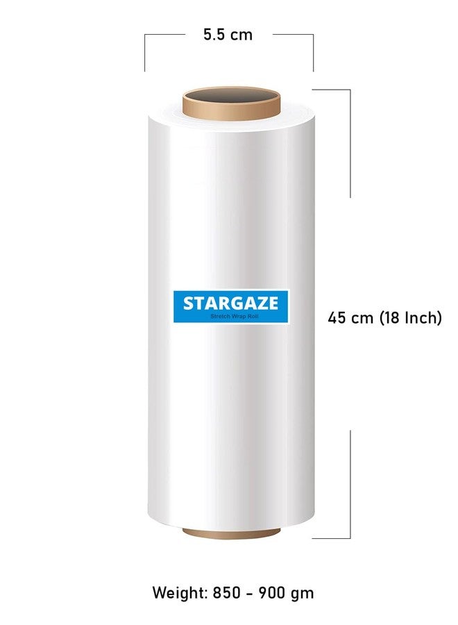 STARGAZE 18 inch (45cm) x 100 Meters length Stretch Film wrap Roll for Packing. 850 Grams in weight. (Pack of 1) - Image 2