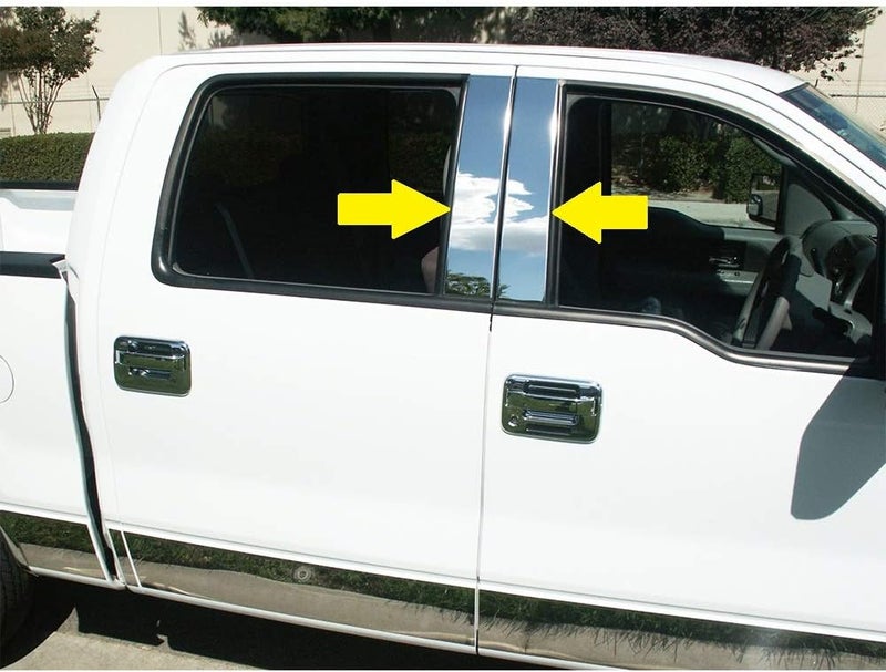 S SIZVER أغطية أعمدة الفولاذ المقاوم للصدأ المصقولة من Sizver لسيارة F-150 Super/SuperCrew Cab من 2004-2014 - Image 1