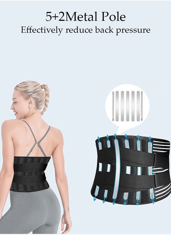 Arabest Sports Back Brace for Men and Women Breathable Waist Lumbar Lower Back Support Belt for Sciatica Herniated Disc Scoliosis Back Pain Relief Heavy lifting with Dual Adjustable Straps  - Image 3