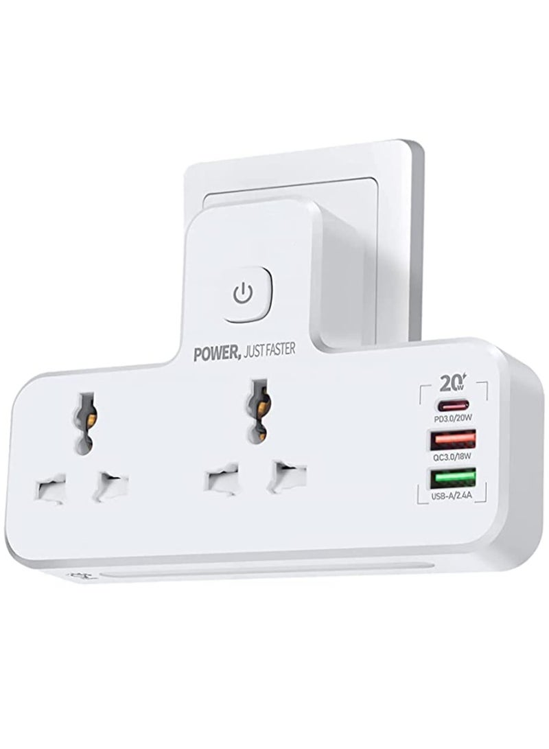 ELTRAZONE Double Socket Extender Wall Charger 2 Way Electrical Multiple UK Outlet Adaptor, Dual Charging Station for Home, Office  - Image 1