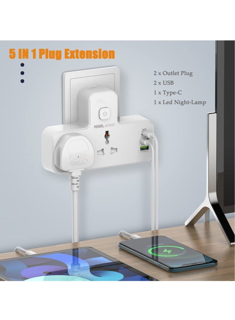 ELTRAZONE Double Socket Extender Wall Charger 2 Way Electrical Multiple UK Outlet Adaptor, Dual Charging Station for Home, Office  - Image 2