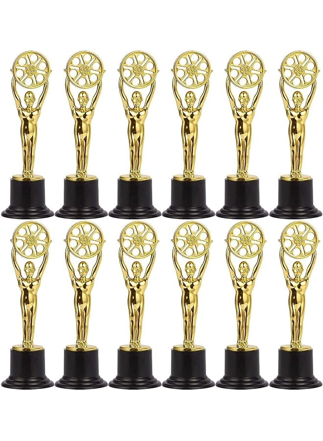 بروماس جوائز صغيرة لحفلات الأفلام والمعلمين، جوائز بلاستيكية ذهبية لديكورات الحفلات، هدايا الحفلات، جوائز المدرسة، جوائز الألعاب وهدايا التقدير (12 قطعة)