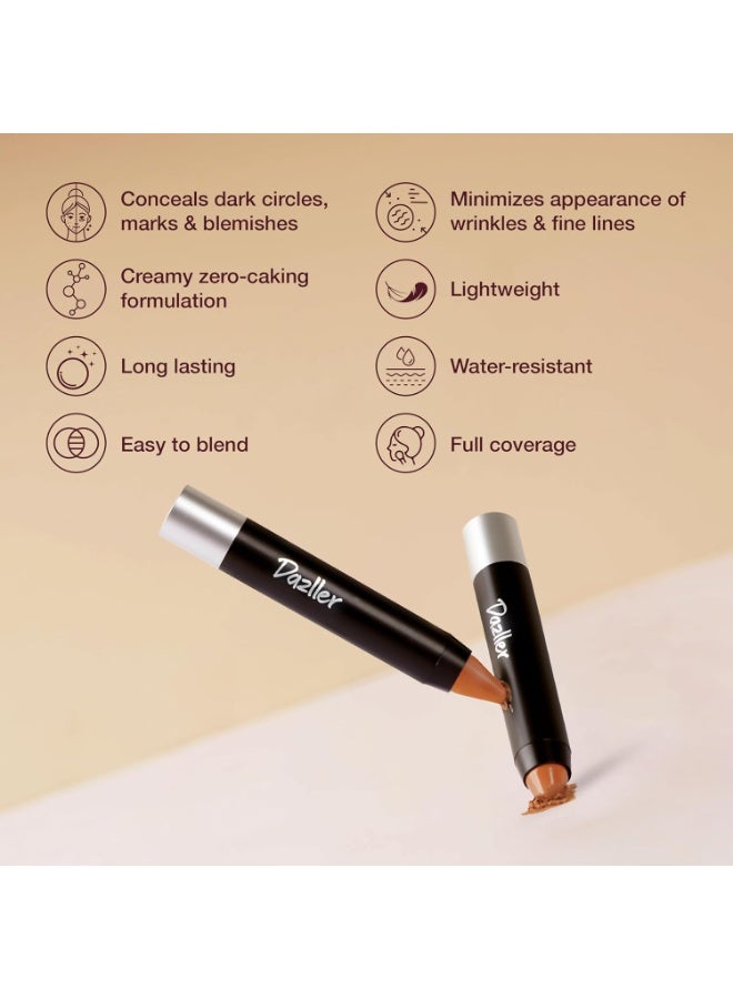 Dazller Blend 'N Brighten Concealer Stick, Creamy, No Caking, Full Coverage, Long lasting, Water-resistant, 188 - White Raisin, 4.5g - Image 3
