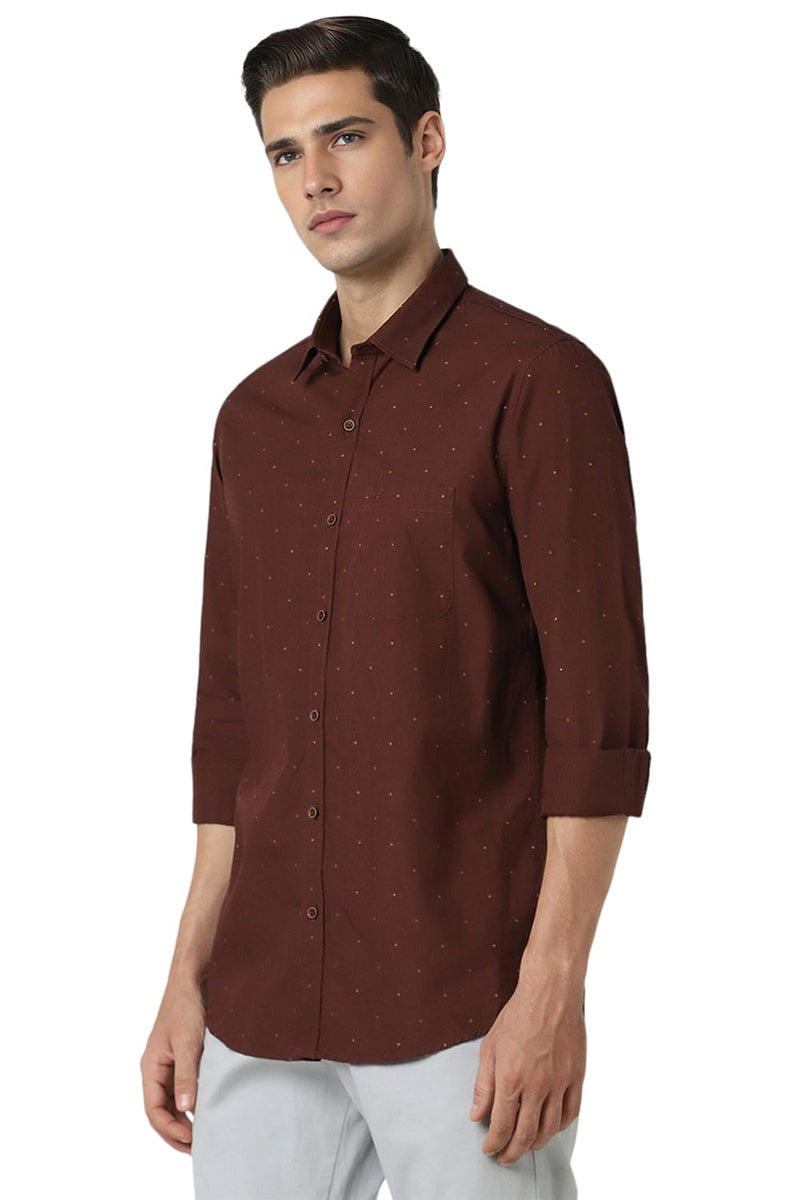 Peter England Men Cotton Printed Slim Fit Casual Shirt Maroon, 38 - Image 2